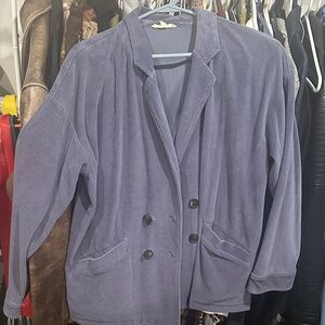 Periwinkle Madewell Corduroy Double-Breasted Blazer